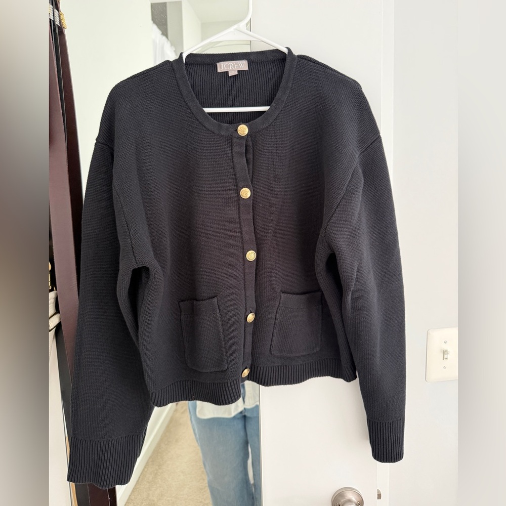 J. Crew Black relaxed Emilie sweater lady jacket - Picture 11 of 11